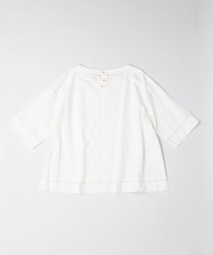 エバトップ　カラーステッチ綿麻プルオーバー