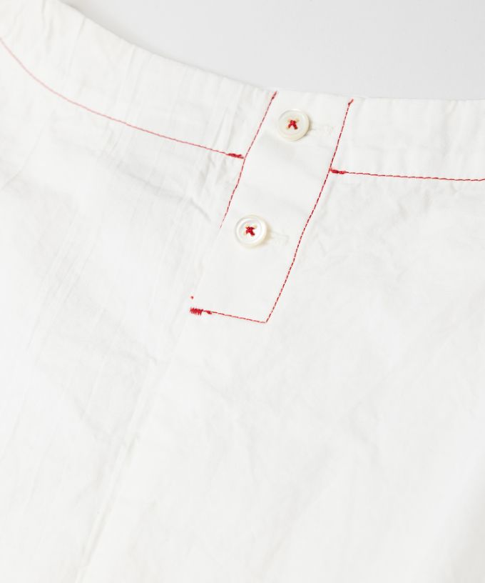 エバトップ　カラーステッチ綿麻プルオーバー