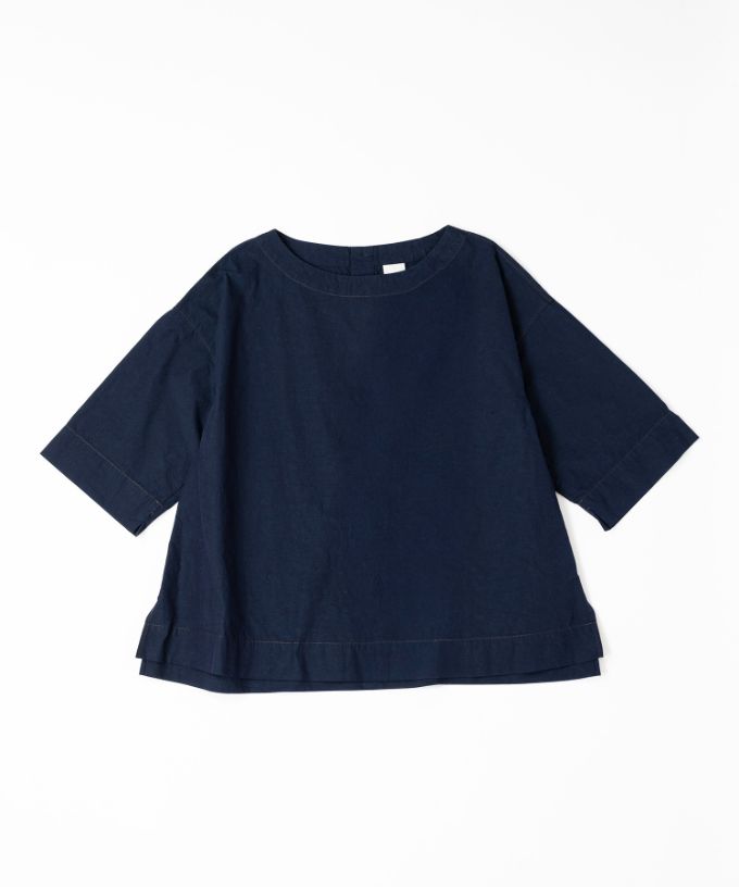 エバトップ　カラーステッチ綿麻プルオーバー