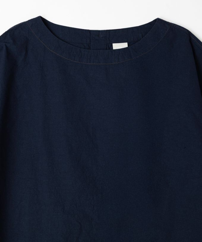 エバトップ　カラーステッチ綿麻プルオーバー