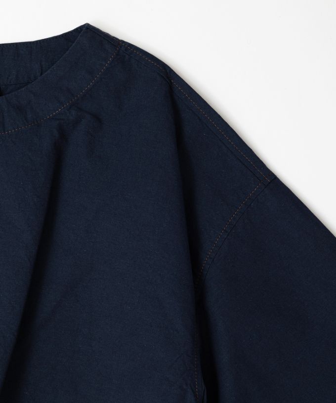 エバトップ　カラーステッチ綿麻プルオーバー