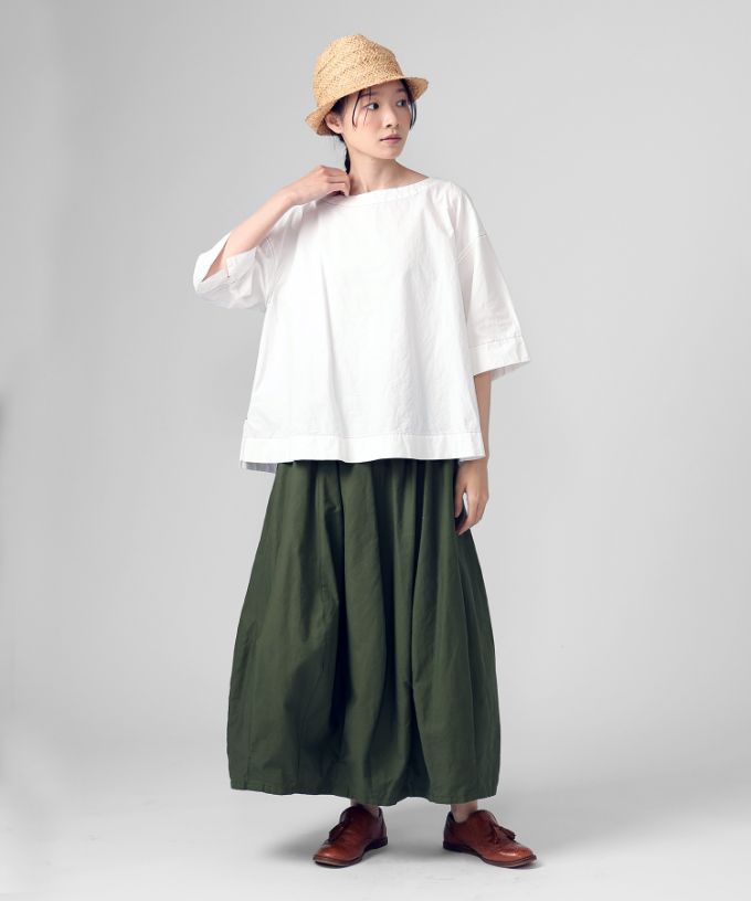 エバトップ　カラーステッチ綿麻プルオーバー