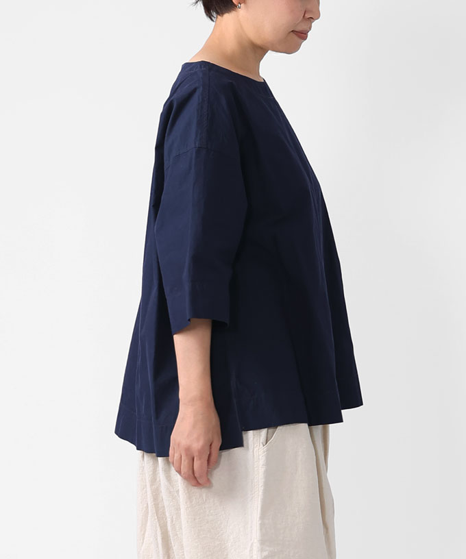 【SALE】エバトップ　カラーステッチ綿麻プルオーバー