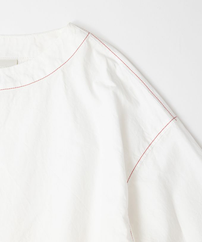 エバトップ　カラーステッチ綿麻プルオーバー