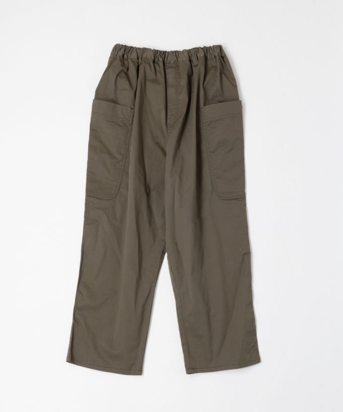レグパンツ　綿ツイルストレッチのサイドポケットパンツ