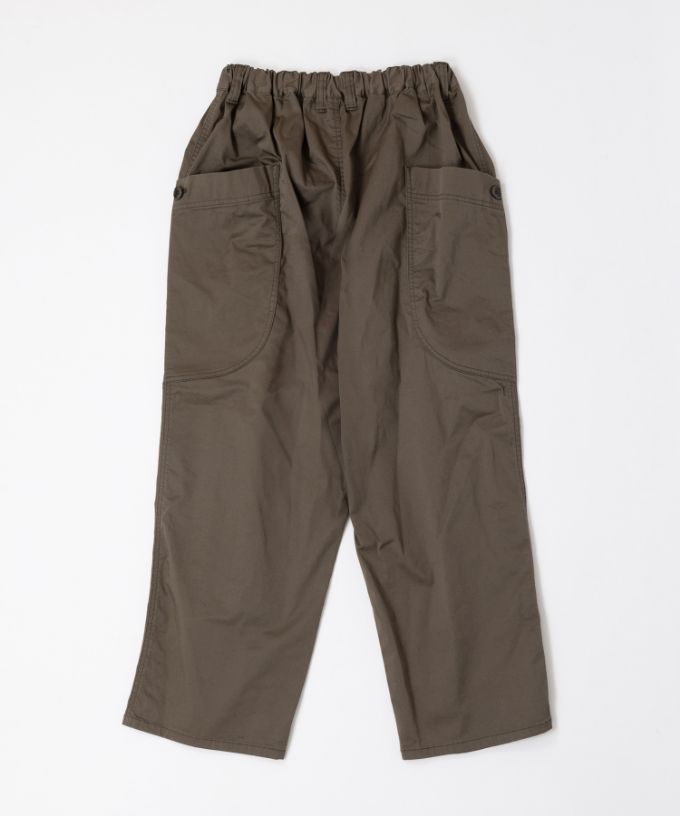 レグパンツ　綿ツイルストレッチのサイドポケットパンツ