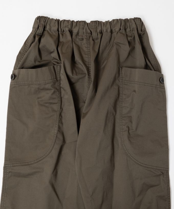 レグパンツ　綿ツイルストレッチのサイドポケットパンツ