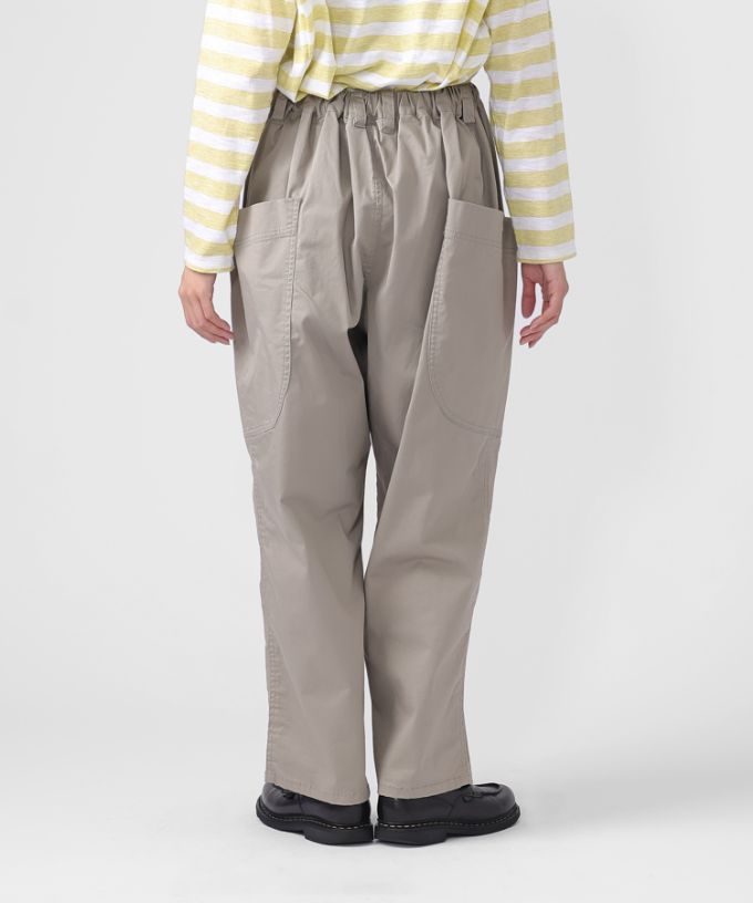 レグパンツ　綿ツイルストレッチのサイドポケットパンツ