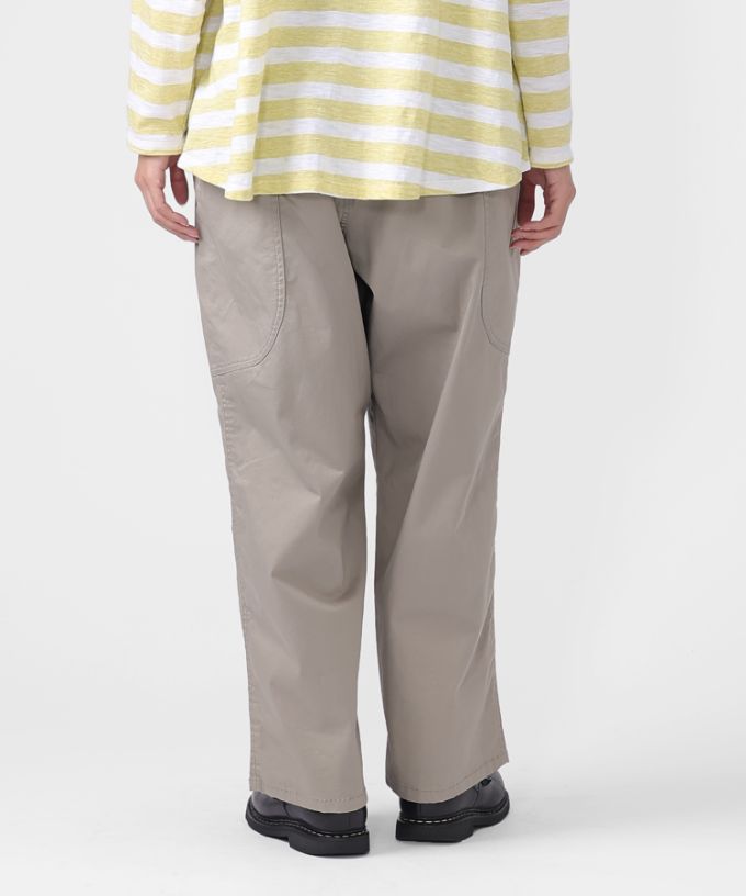 レグパンツ　綿ツイルストレッチのサイドポケットパンツ
