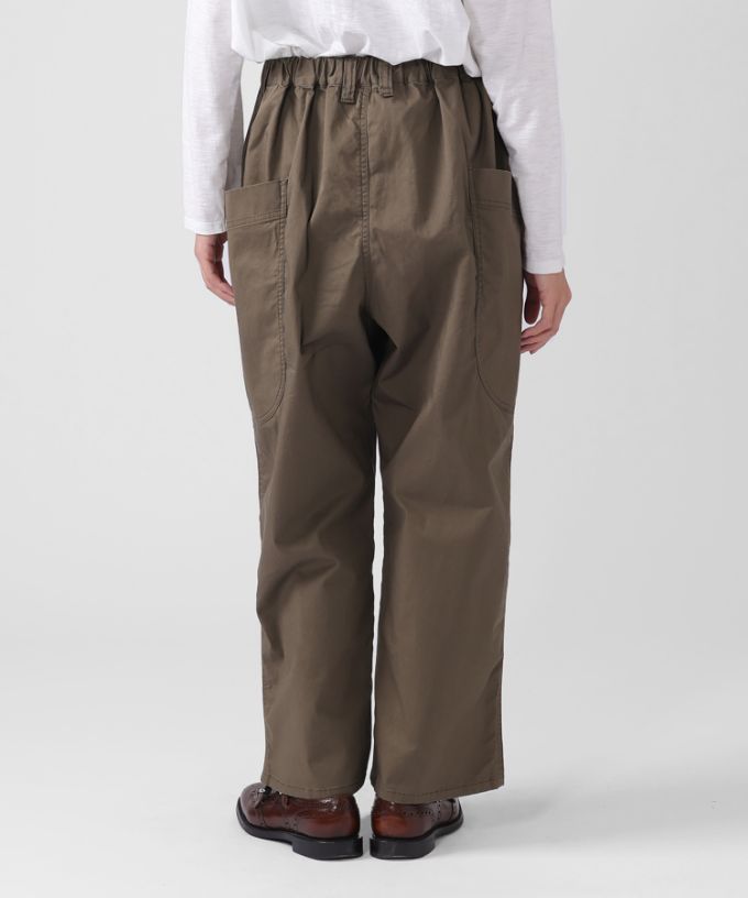 レグパンツ　綿ツイルストレッチのサイドポケットパンツ