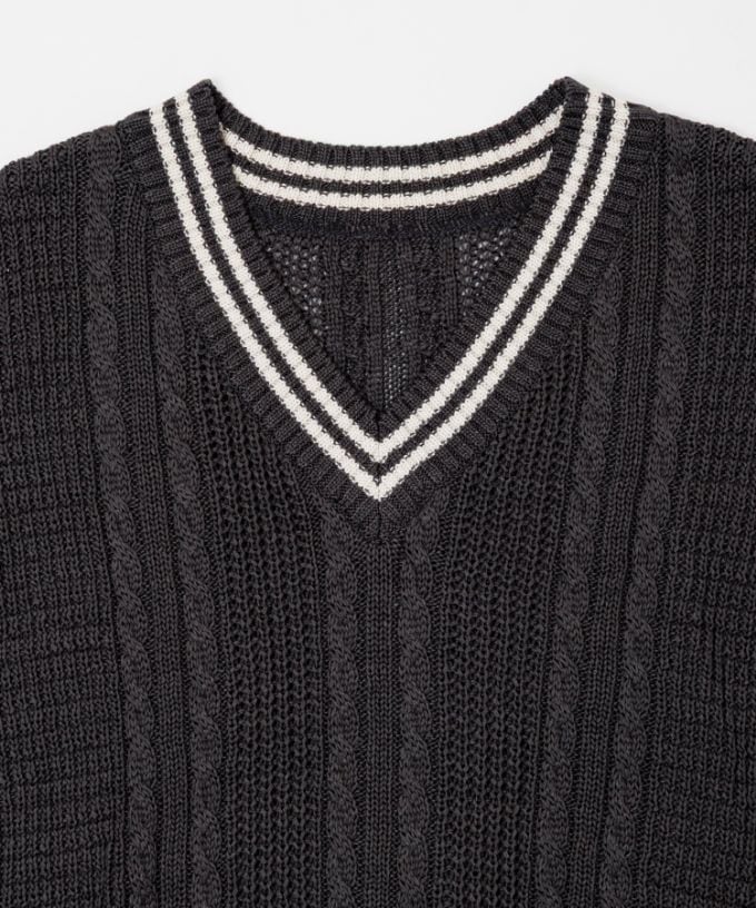 トニートップ ケーブル編みのチルデンニットベスト/ITEM,JACKET/TOPS