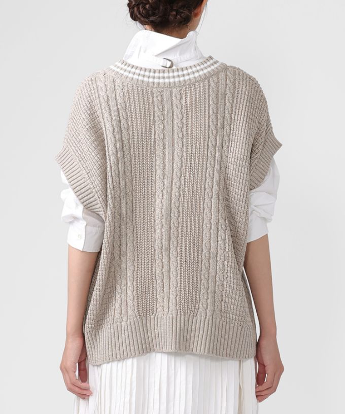 トニートップ ケーブル編みのチルデンニットベスト/ITEM,JACKET/TOPS