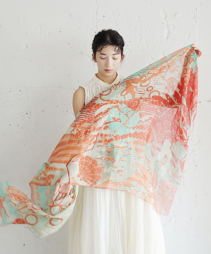 にんぎょのひみつ［KusaKanmuri　シルクコットンストール ]