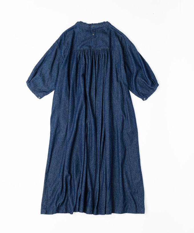 サンドレス・Ｂ　スタンド襟フリルのライトオンスデニム
