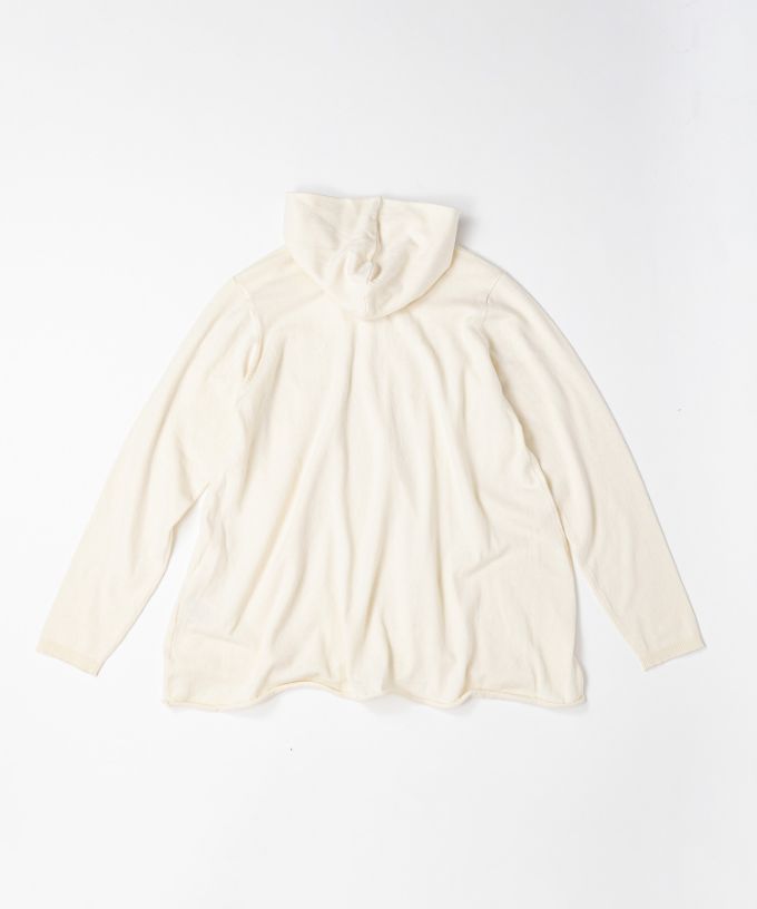 ルーシートップ Aラインのニットフードトップ