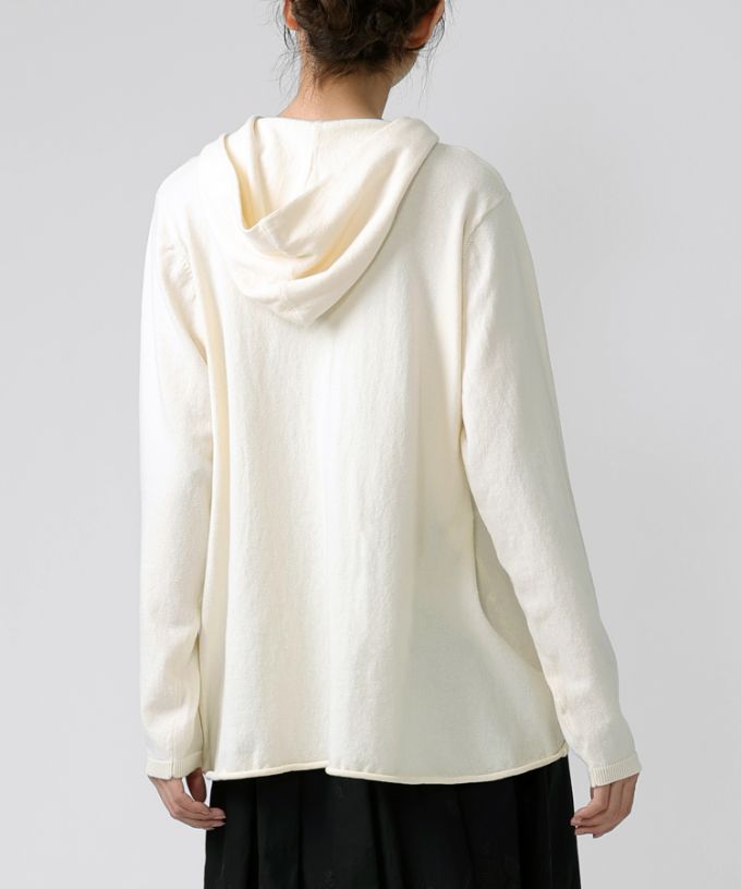 ルーシートップ Aラインのニットフードトップ