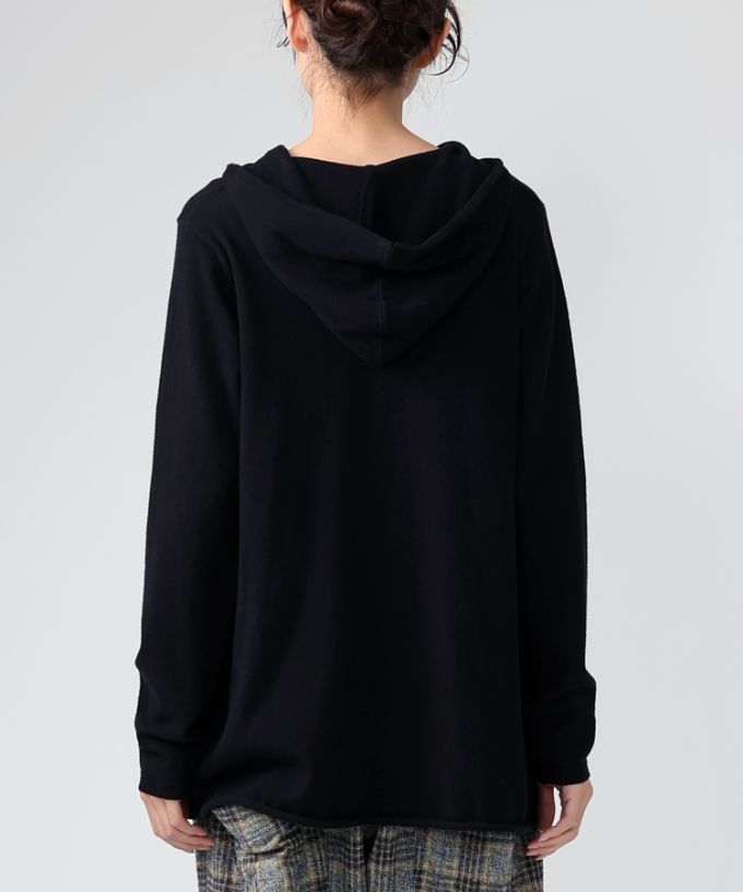 ルーシートップ Aラインのニットフードトップ