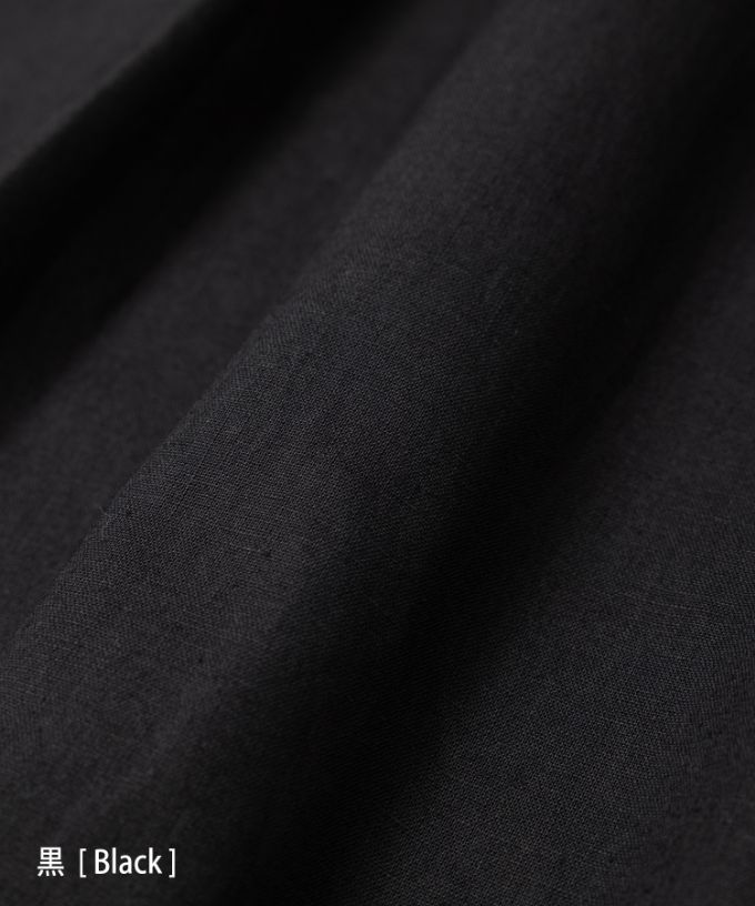 サンドレス　スタンド襟フリルの綿麻ドレス