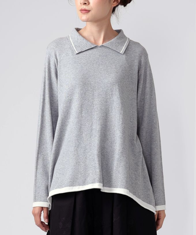 エノートップ　襟付きAラインニットプルオーバー