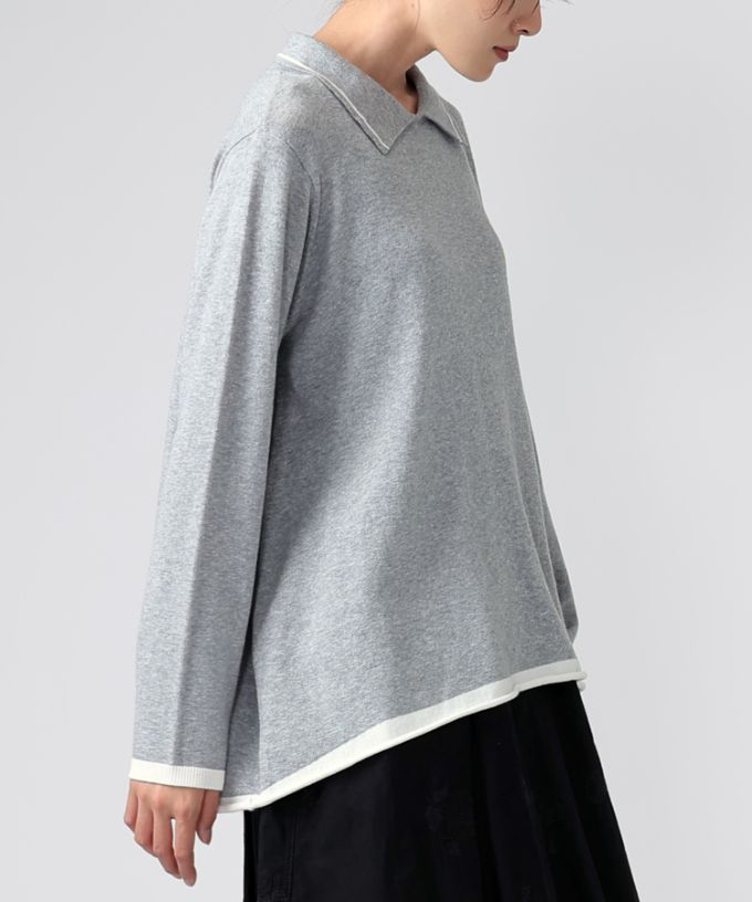 エノートップ　襟付きAラインニットプルオーバー