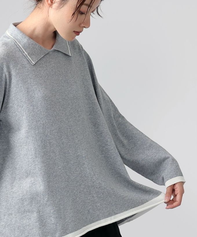 エノートップ　襟付きAラインニットプルオーバー