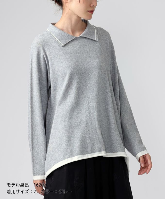 エノートップ　襟付きAラインニットプルオーバー