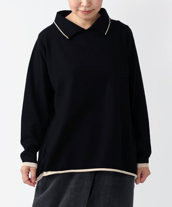 エノートップ　襟付きAラインニットプルオーバー