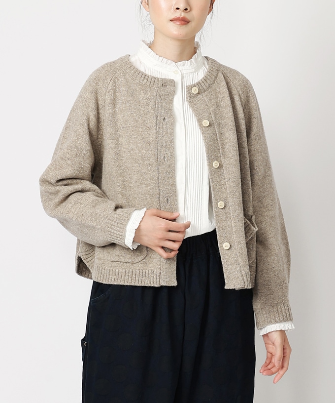 Asclo Bicolor Cradigan カーディガン ivory 白