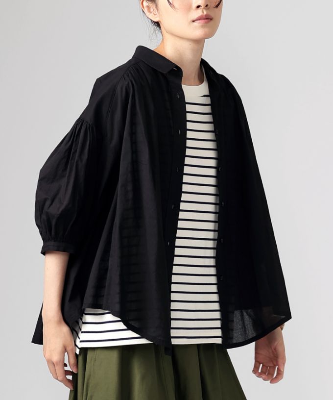 ソラソラブラウス・Ｆ 綿ローンのバルーンスリーブブラウス