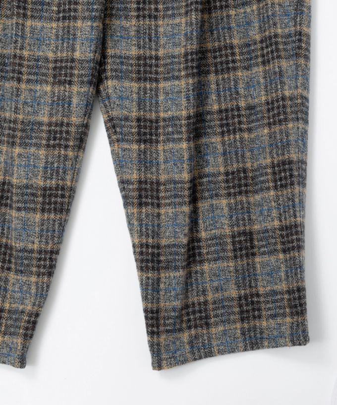 マオパンツロング・15 コットンツイードチェックのバックポケットパンツ