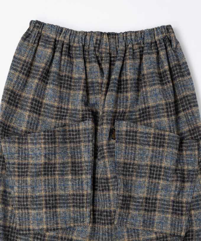 マオパンツロング・15 コットンツイードチェックのバックポケットパンツ