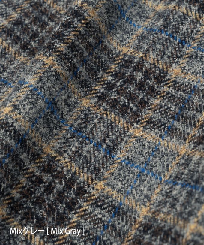 マオパンツロング・15 コットンツイードチェックのバックポケットパンツ