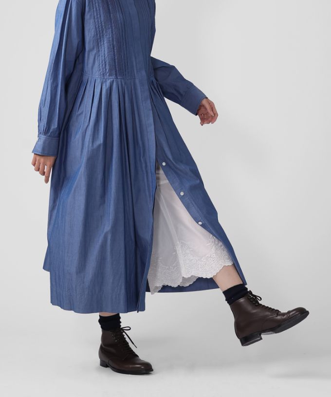 ペチパルセミ・V　カットワーク刺繍レースのレイヤードぺチパンツ　ショート丈