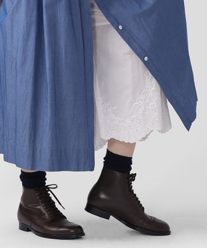 ペチパルセミ・V　カットワーク刺繍レースのレイヤードぺチパンツ　ショート丈