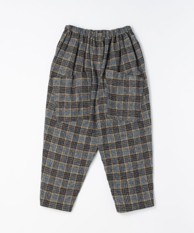 マオパンツ・22　コットンツイードチェックのバックポケットパンツ