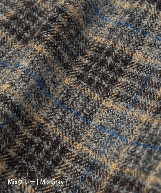 マオパンツ・22　コットンツイードチェックのバックポケットパンツ