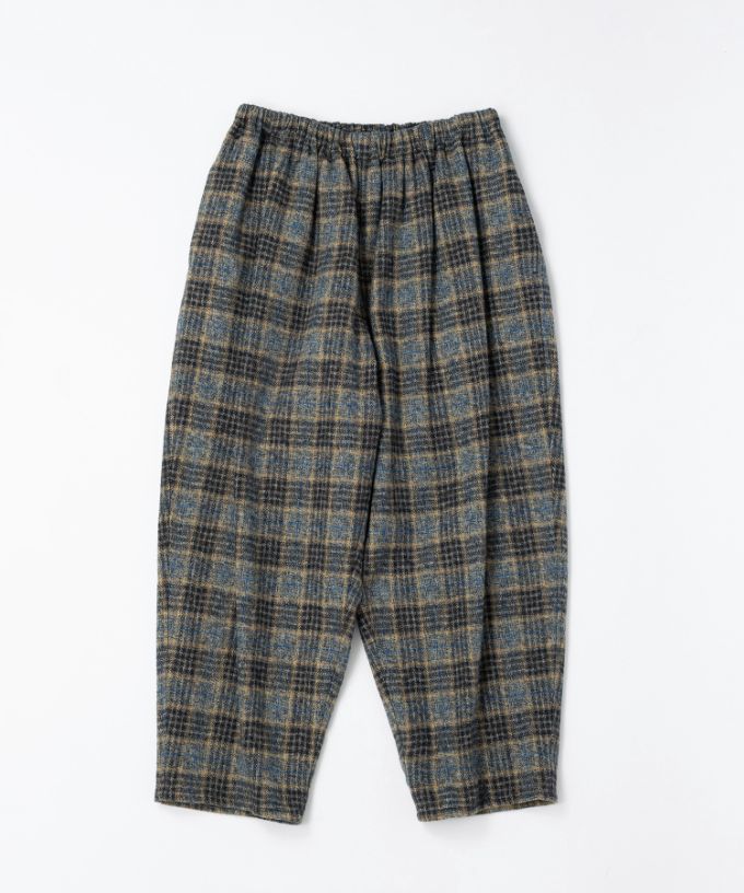 マオパンツ・22　コットンツイードチェックのバックポケットパンツ