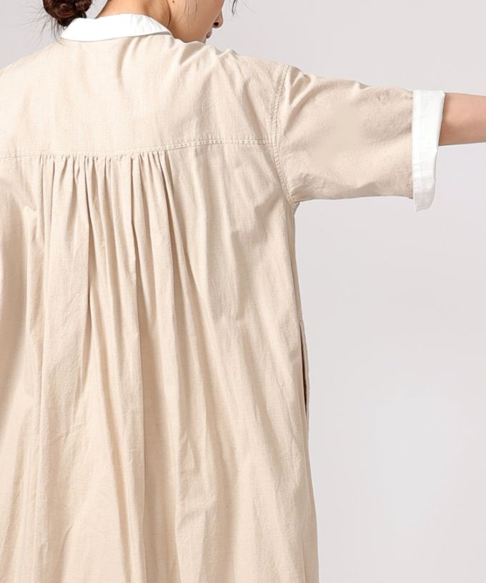 ジルロング　綿麻ダンガリーのロングシャツドレス