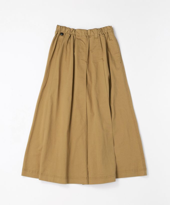 メリザスカート　ビッグポケットつきのタックフレアスカート