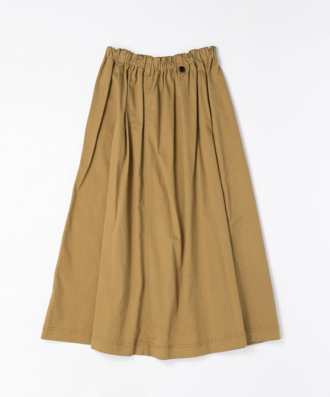メリザスカート　ビッグポケットつきのタックフレアスカート