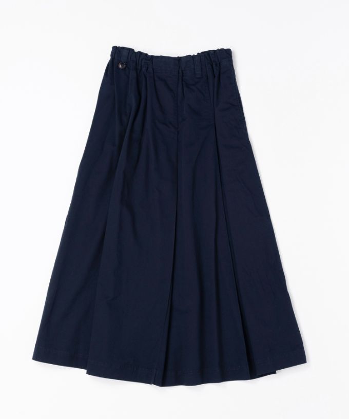 メリザスカート　ビッグポケットつきのタックフレアスカート
