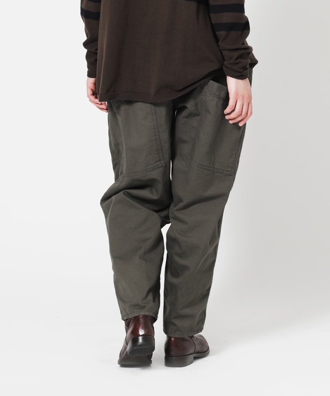 ＊美品＊バスコ／チェック　ゴムパンツ　マオパンツ マオパンツ・24 ツイルチェック切り替えの後ろビッグポケット