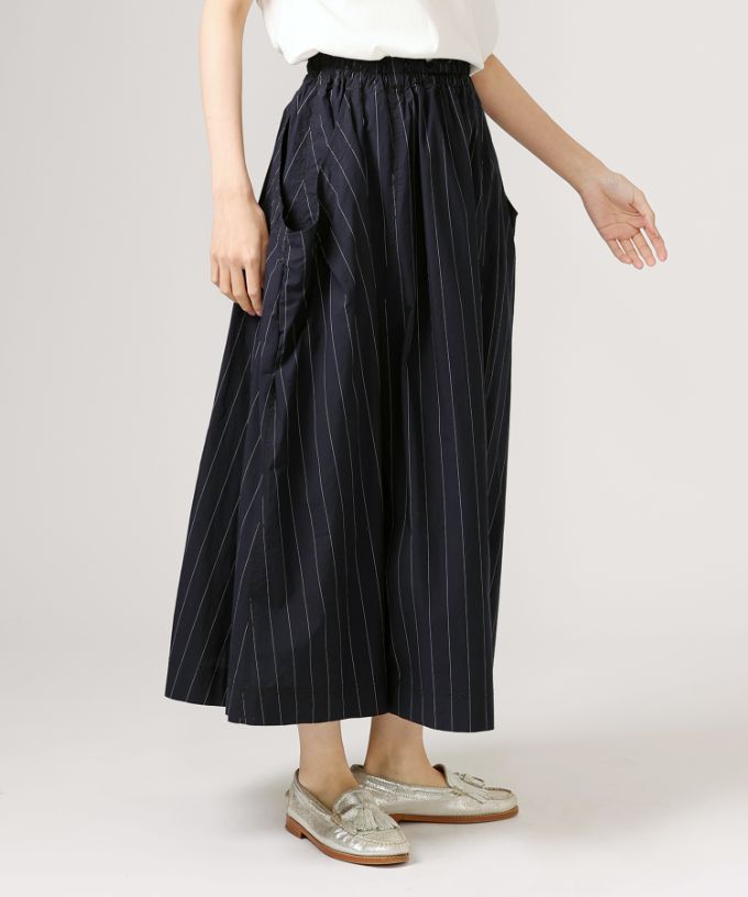 フィーネスカート・B　ピンストライプのサイドポケットロングスカート