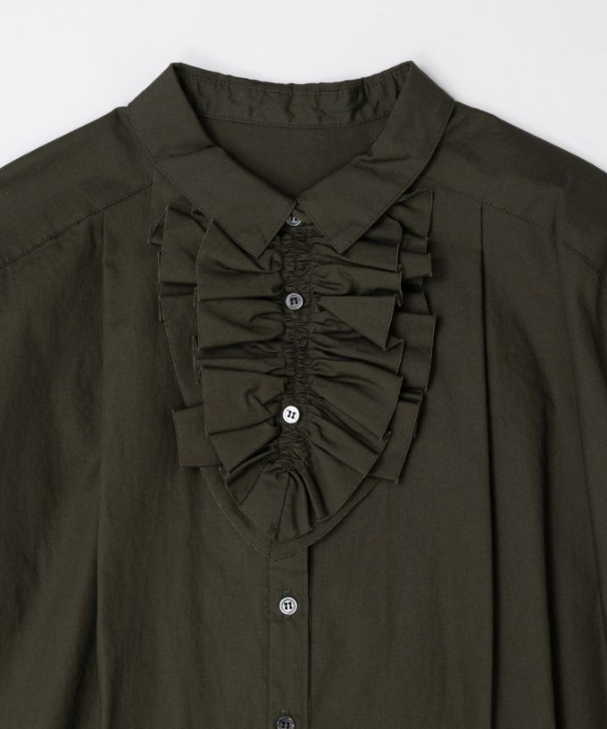 イザック　胸フリル付きブロードシャツ