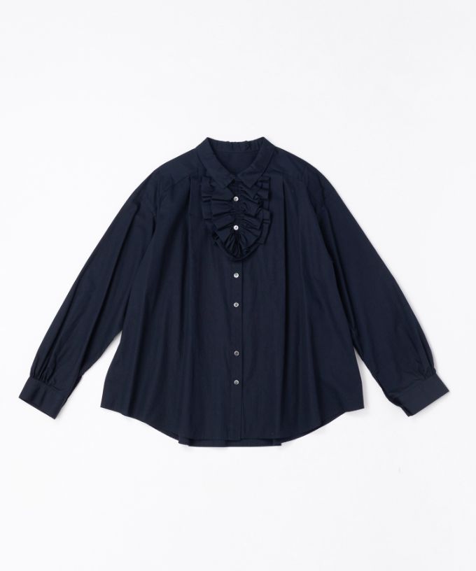 イザック　胸フリル付きブロードシャツ