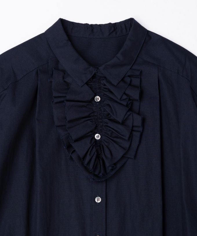 イザック　胸フリル付きブロードシャツ