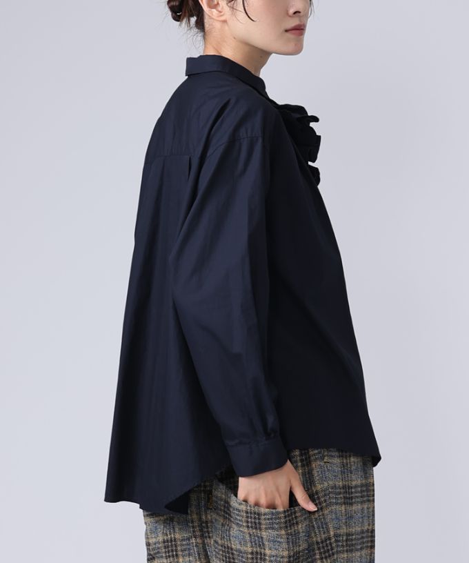 イザック　胸フリル付きブロードシャツ