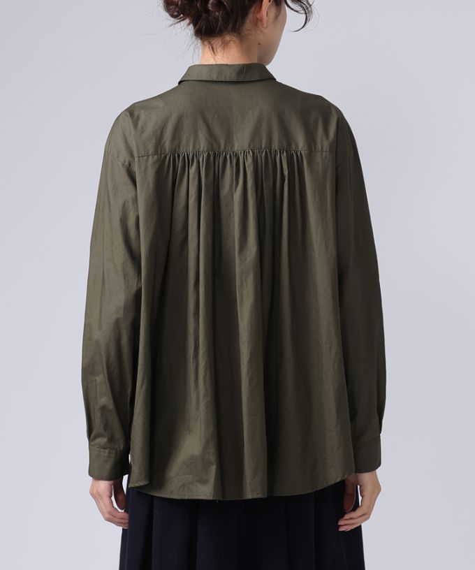 イザック　胸フリル付きブロードシャツ