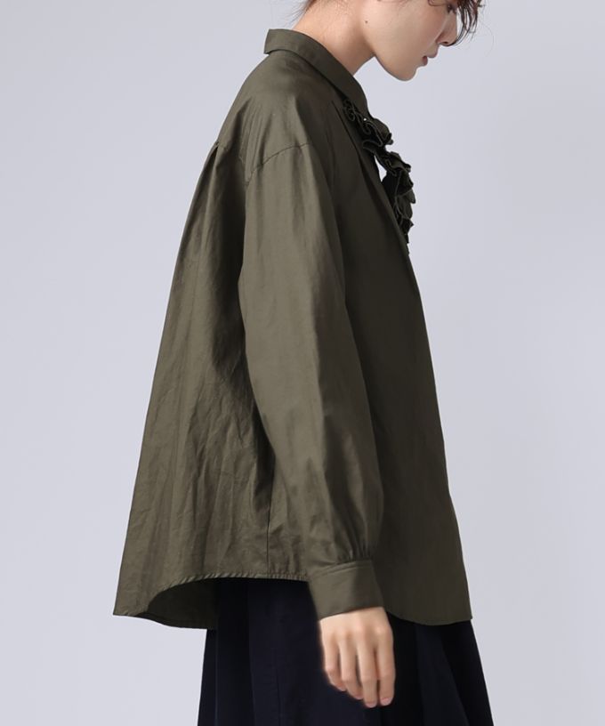 イザック　胸フリル付きブロードシャツ