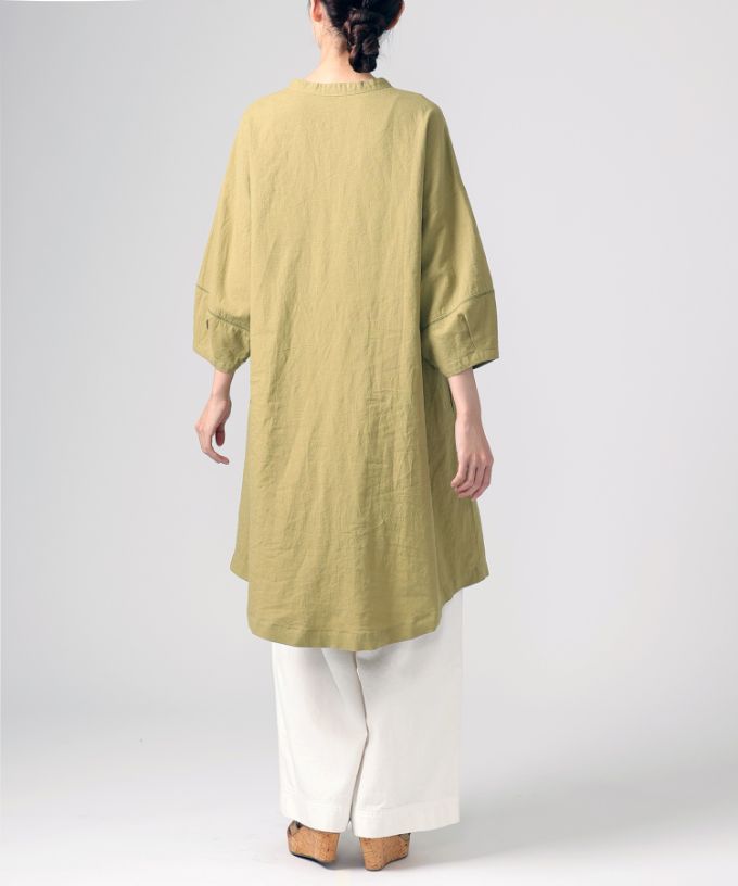 ファビオ　袖切り替えの綿麻チュニック